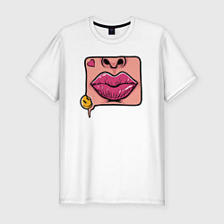 Футболка slim-fit Smile and lips, цвет: белый