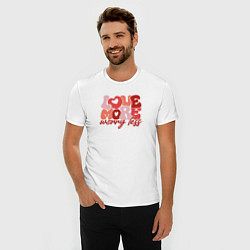 Футболка slim-fit Love more worry less, цвет: белый — фото 2