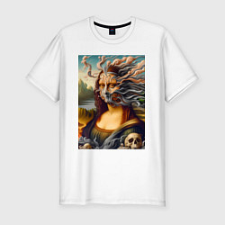 Футболка slim-fit Mona Lisa smoke - surrealism, цвет: белый