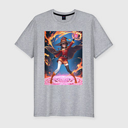 Футболка slim-fit Мегумин колдует взрывную магию, цвет: меланж