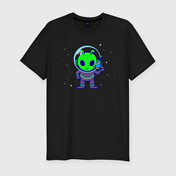 Футболка slim-fit Пришелец с бластером, цвет: черный