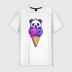 Футболка slim-fit Panda ice cream, цвет: белый