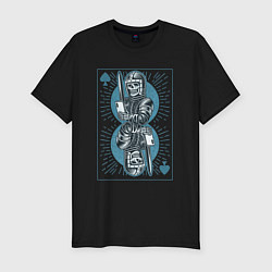 Футболка slim-fit Игральная карта со скелетом рыцарем, цвет: черный