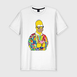 Футболка slim-fit Красочный Гомер, цвет: белый