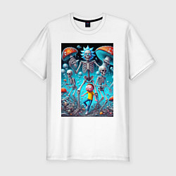 Футболка slim-fit Skeleton Rick and Morty - ai art fantasy, цвет: белый