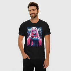 Футболка slim-fit Darling in the Franxx - zero two - ai art, цвет: черный — фото 2