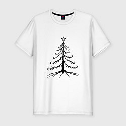 Футболка slim-fit Хоррор ель, цвет: белый