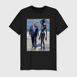 Мужская slim-футболка Donald Trump and symbiote girl - ai art fantasy