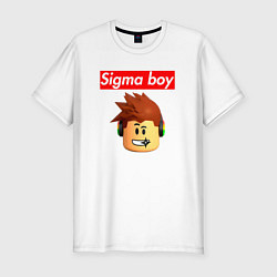 Футболка slim-fit Sigma boy roblox head - мем Роблокс Сигма бой, цвет: белый