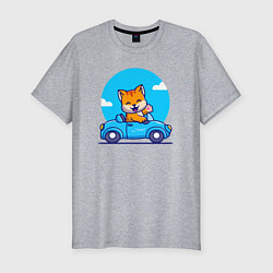 Футболка slim-fit Котик водитель, цвет: меланж