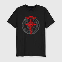 Футболка slim-fit Стальной алхимик - знак, цвет: черный