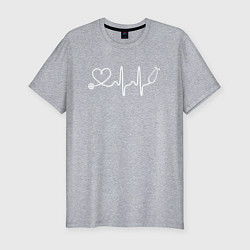 Мужская slim-футболка Сердцебиение лайнарт