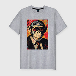 Футболка slim-fit Деловой шимпанзе в смокинге, цвет: меланж
