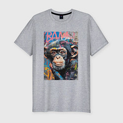 Футболка slim-fit Graffiti monkey, цвет: меланж