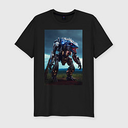 Футболка slim-fit Робот в стиле Horizon, цвет: черный