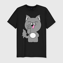 Мужская slim-футболка Котик Peace