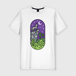 Футболка slim-fit Волк на скале, цвет: белый