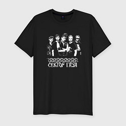 Футболка slim-fit Сектор газа пиксельный белый портрет, цвет: черный