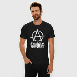Футболка slim-fit Сектор газа белый логотип анархия, цвет: черный — фото 2