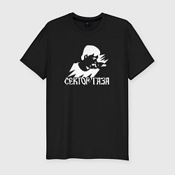 Футболка slim-fit Сектор газа белый трафарет, цвет: черный