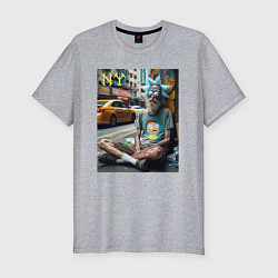 Мужская slim-футболка Rick Sanchez is a hippie from New York