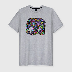 Футболка slim-fit Цветной слоник, цвет: меланж