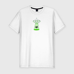 Футболка slim-fit To the Moon - корова и НЛО, цвет: белый