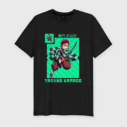 Мужская slim-футболка Клинок рассекающий демонов Tanjiro Kamado