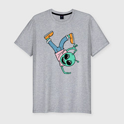 Футболка slim-fit Инопланетянин брейкдансер, цвет: меланж