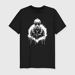 Футболка slim-fit Нефтяник в белой краской, цвет: черный