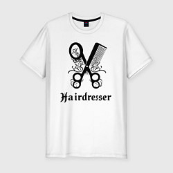 Футболка slim-fit Ножницы-расчестка парикмахера, цвет: белый
