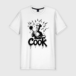 Футболка slim-fit Повар капли и сотейник, цвет: белый