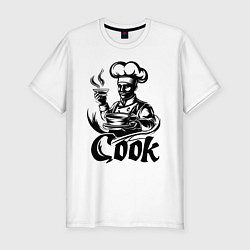 Футболка slim-fit Повар готовит блюдо, цвет: белый
