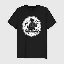 Футболка slim-fit Пожарный с двумя топорами, цвет: черный
