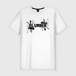 Футболка slim-fit Сантехник в чероной краске, цвет: белый