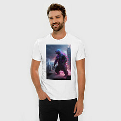 Футболка slim-fit Годзилла посреди мегаполиса, цвет: белый — фото 2