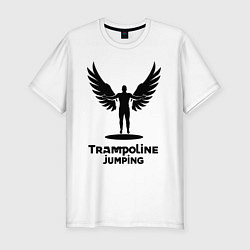 Мужская slim-футболка Прыжки на батуте с крыльями