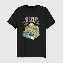 Мужская slim-футболка Нирвана, мультяшный стиль