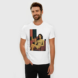 Футболка slim-fit Девушку в кресле ретро поп-арт 1970-е, цвет: белый — фото 2