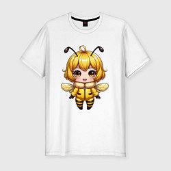 Мужская slim-футболка Девочка-пчелка в стиле чибика
