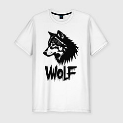 Футболка slim-fit Волк в стиле граффити, цвет: белый