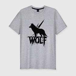 Футболка slim-fit Волк на страже, цвет: меланж