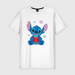 Футболка slim-fit Стич с сердцем, цвет: белый