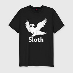 Мужская slim-футболка Летящий ленивец