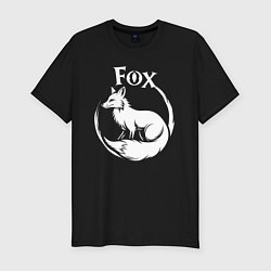 Футболка slim-fit Лиса в круге, цвет: черный