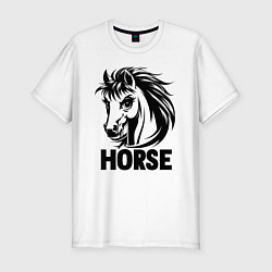 Мужская slim-футболка Динамичный черный конь