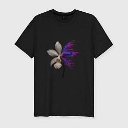 Футболка slim-fit Цифровое цветение, цвет: черный