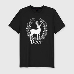 Футболка slim-fit Олень в венке, цвет: черный
