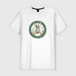 Футболка slim-fit Кролик с бабочкой, цвет: белый
