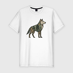 Футболка slim-fit Геометрический волк, цвет: белый